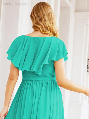 Vestidos de dama de honor con mangas abullonadas para fiesta formal de noche y graduación 28044 