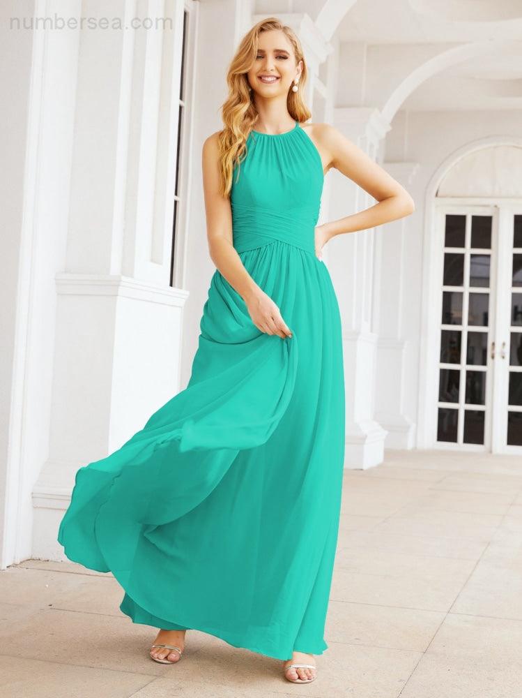 Baoleely Sleeveless Bridesmaid Dresses Long Prom Gown Zipper with Keyhole Back 28056