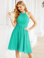 Robe de demoiselle d'honneur courte en mousseline de soie, dos nu, sans manches, robe de soirée formelle, dos nu, Baoleely 28023 