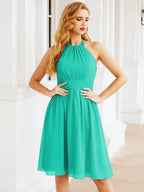 Robe de demoiselle d'honneur courte en mousseline de soie, dos nu, sans manches, robe de soirée formelle, dos nu, Baoleely 28023 