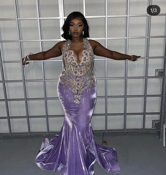 Vestido largo de sirena morado sexy para baile de graduación, vestido largo de noche Y1837