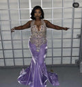 Vestido largo de sirena morado sexy para baile de graduación, vestido largo de noche Y1837