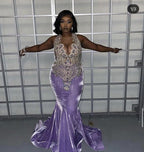 Vestido largo de sirena morado sexy para baile de graduación, vestido largo de noche Y1837