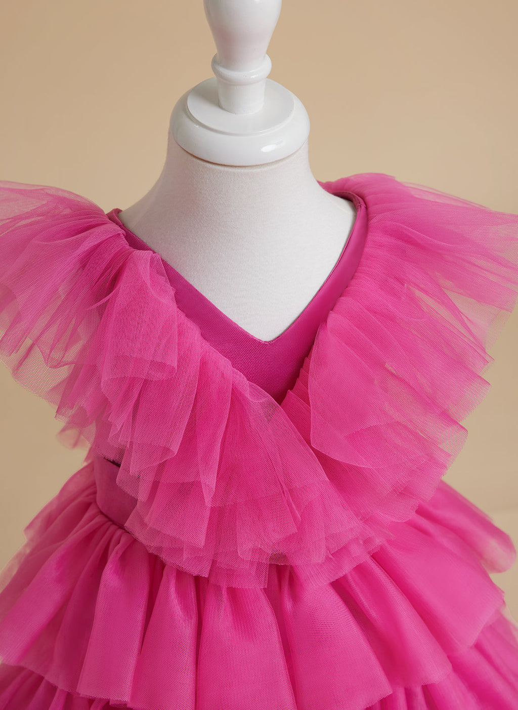 Vestido de princesa rosa estilo princesa, sin mangas, de tul y con volantes para niña de las flores 