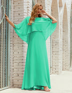 Vestido de dama de honor Sunderly para mujer, manga larga, cuello en V, de gasa, vestido formal de fiesta de boda SY28018