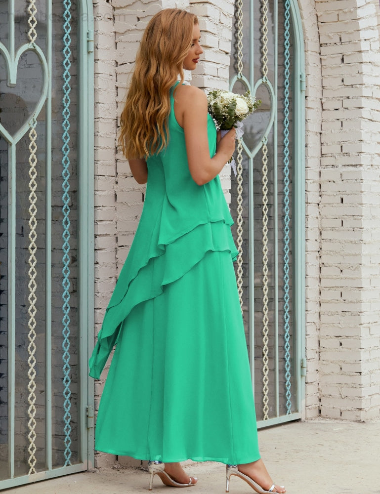 Vestido largo de gasa de talla grande para la madre de la novia, vestido de gala para dama de honor, vestido de graduación SY28019