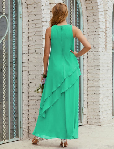 Vestido largo de gasa de talla grande para la madre de la novia, vestido de gala para dama de honor, vestido de graduación SY28019