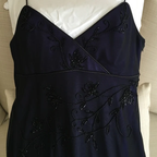 Precioso vestido de fiesta azul marino con escote en V, tirantes y lentejuelas, de gasa, vestido de noche Y7563