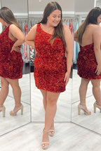 Robe de bal moulante à sequins asymétrique