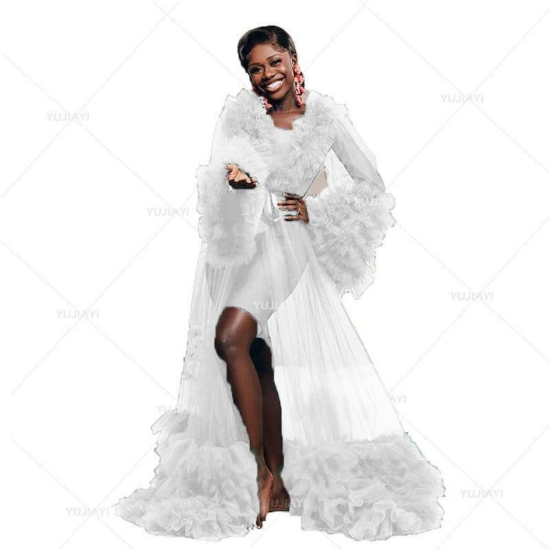 Vestido de novia de baile, bata de tul vaporosa para sesión de fotos, vestido de fiesta de boda para mujer embarazada
