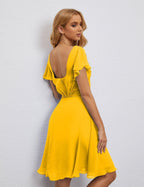 Robe de soirée dos nu, robe de bal formelle, longueur genou, manches courtes, robe de cocktail 28077 