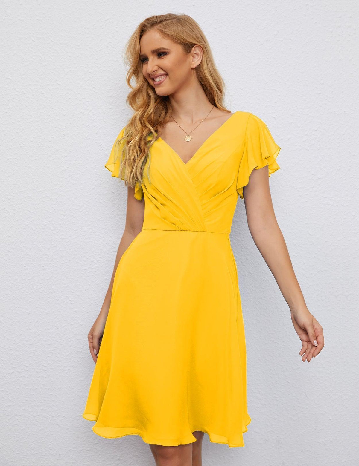 Robe de soirée dos nu, robe de bal formelle, longueur genou, manches courtes, robe de cocktail 28077 