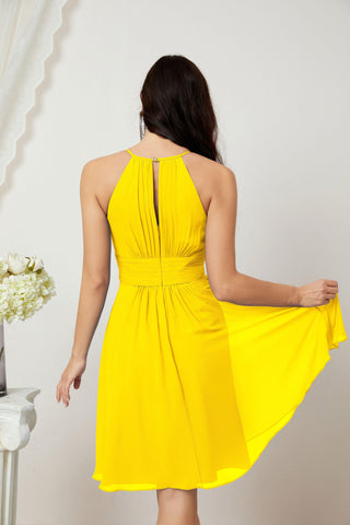 Vestidos de fiesta de bienvenida con cuello halter, vestido formal de cóctel para noche 28011 