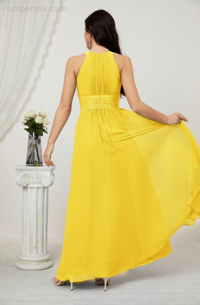Robe de soirée formelle Baoleely en mousseline de soie, col licou, longue, sans manches, robe de demoiselle d'honneur 2802 