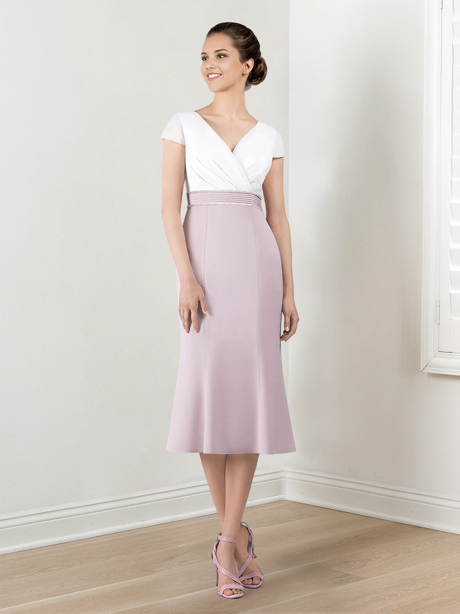 Robes fourreau/colonne pour la mère de la mariée avec veste et perles 