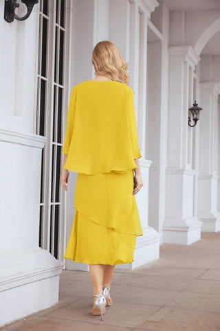 Vestido de fiesta formal de dos piezas corte A para la madre de la novia Sunderly SY28072