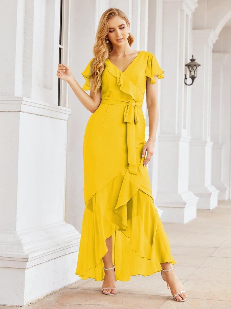 Baoleely Ruffled Bridesmaid Dresses Mermaid Formal Violin Evening Party Prom Gowns 28042