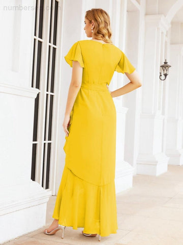 Vestidos de dama de honor Baoleely con volantes, estilo sirena, para fiestas formales, vestidos de noche, bailes de graduación y vestidos de violín 28042