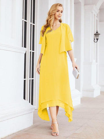 Vestido de fiesta formal de dos piezas corte A para la madre de la novia Sunderly SY28073