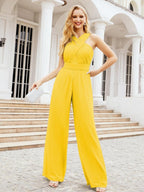 Baoleely Crisscross Neck Jumpsuit Formal Evening Dress Long Bridesmaid Dresses Bell-bottomed Pants 28033