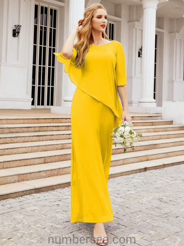 Vestido largo de fiesta formal Sunderly para la madre de la novia con capa de volantes SY28026