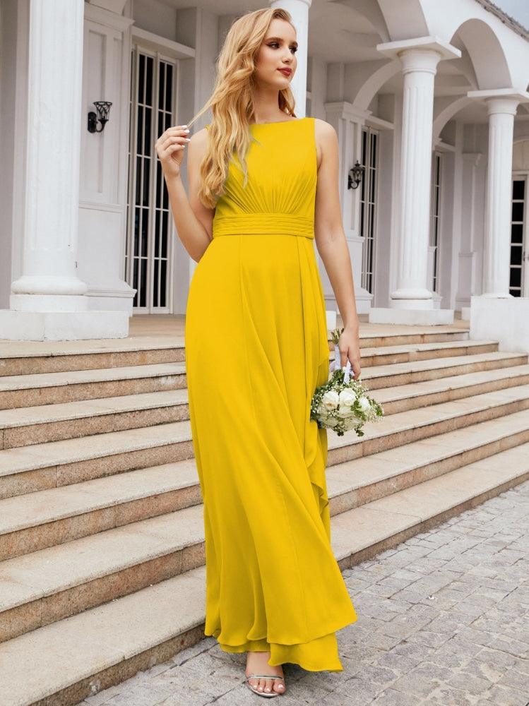 Baoleely Bridesmaid Dresses for Wedding Ruffles Long Formal Prom Gowns 28039