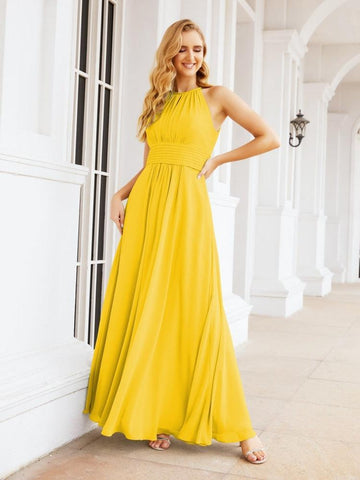 Vestidos de dama de honor Baoleely con escote tipo ojo de cerradura, sin mangas, para fiestas formales de noche y graduación 28043