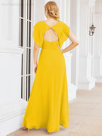 Robe de demoiselle d'honneur Sunnderly, robe de bal formelle à cape, robe dos nu pour la mère de la mariée SY28058 