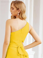 Baoleely One Shoulder Bridesmaid Dresses Long Formal Prom Gowns 28048