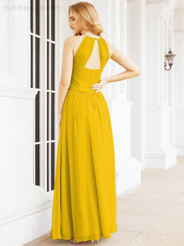 Baoleely Sleeveless Bridesmaid Dresses Long Prom Gown Zipper with Keyhole Back 28056