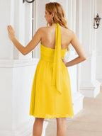 Robe de demoiselle d'honneur courte en mousseline de soie, dos nu, sans manches, robe de soirée formelle, dos nu, Baoleely 28023 