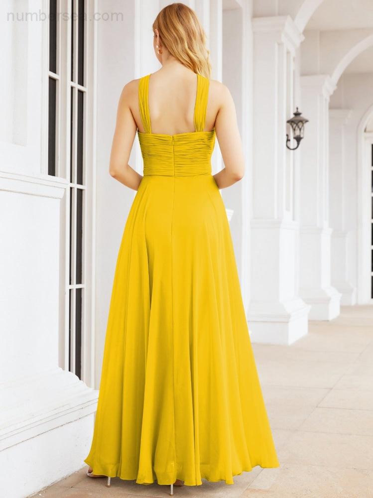 Baoleely Crisscross Halter Bridesmaid Dresses for Party Wedding Evening Prom Maxi Ball Gowns 28053