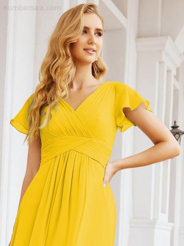 Baoleely Formal Prom Gowns for Mother of The Bride Cap Sleeves Bridesmaid Dress 28047