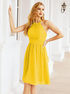 Robe de demoiselle d'honneur courte en mousseline de soie, dos nu, sans manches, robe de soirée formelle, dos nu, Baoleely 28023 