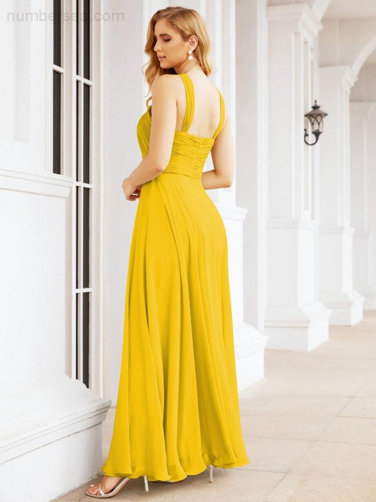Baoleely Crisscross Halter Bridesmaid Dresses for Party Wedding Evening Prom Maxi Ball Gowns 28053
