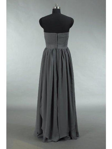 Vestido de dama de honor convertible de gasa gris oscuro, corte A, un hombro, cuello halter, sin tirantes, escote corazón 