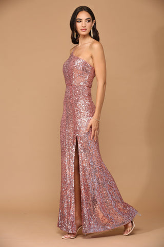 Vestido largo de fiesta ajustado de un solo hombro