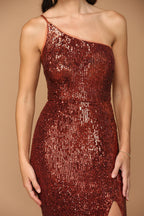 Long One Shoulder Formal Fitted Prom Dress