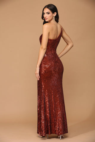 Vestido largo de fiesta ajustado de un solo hombro