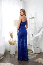 Long One Shoulder Formal Fitted Prom Dress