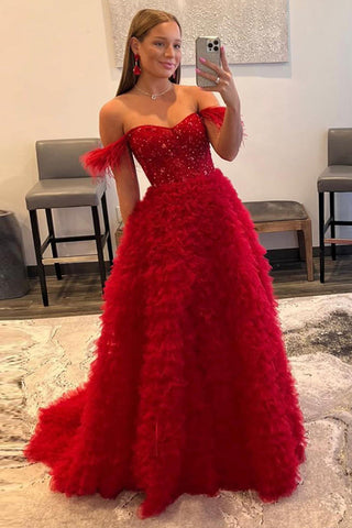 Off the Shoulder A-Line Princess Prom Dress