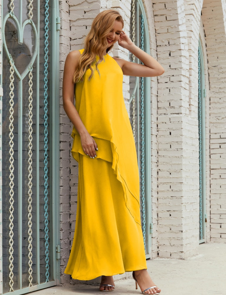 Vestido largo de gasa de talla grande para la madre de la novia, vestido de gala para dama de honor, vestido de graduación SY28019