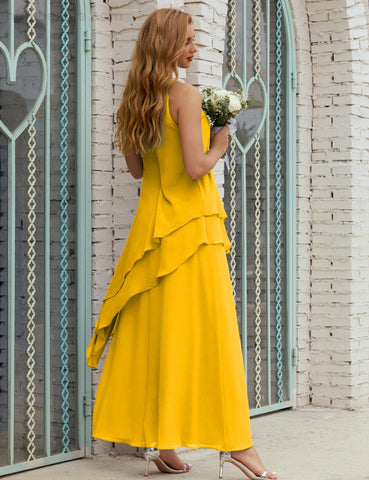 Vestido largo de gasa de talla grande para la madre de la novia, vestido de gala para dama de honor, vestido de graduación SY28019