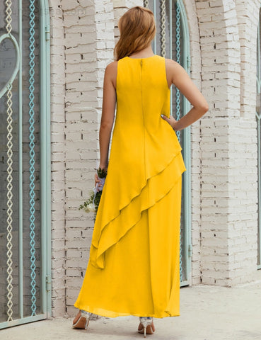 Vestido largo de gasa de talla grande para la madre de la novia, vestido de gala para dama de honor, vestido de graduación SY28019