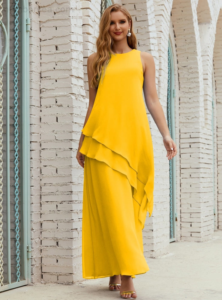 Vestido largo de gasa de talla grande para la madre de la novia, vestido de gala para dama de honor, vestido de graduación SY28019