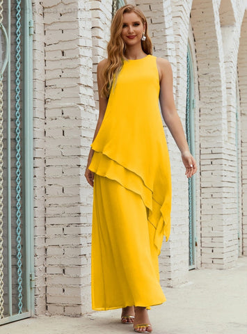 Vestido largo de gasa de talla grande para la madre de la novia, vestido de gala para dama de honor, vestido de graduación SY28019