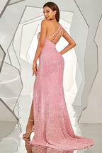 Robe de bal sirène à sequins asymétrique