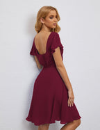 Robe de soirée dos nu, robe de bal formelle, longueur genou, manches courtes, robe de cocktail 28077 