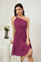 Vestido corto de gasa con un solo hombro para dama de honor de mujer Baoleely, ideal para fiestas y eventos formales como el baile de bienvenida (modelo 2804).