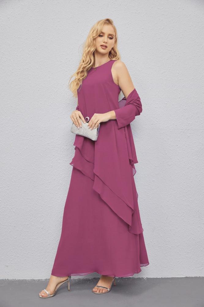 Vestidos de madre de la novia con cárdigan ligero abierto al frente, vestido formal de fiesta 28081 